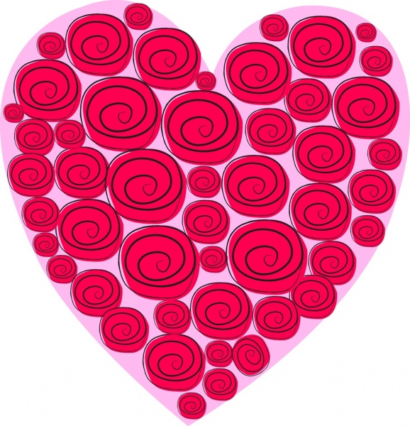 Розовое сердце фон повторяющиеся рука нарисованные эскиз