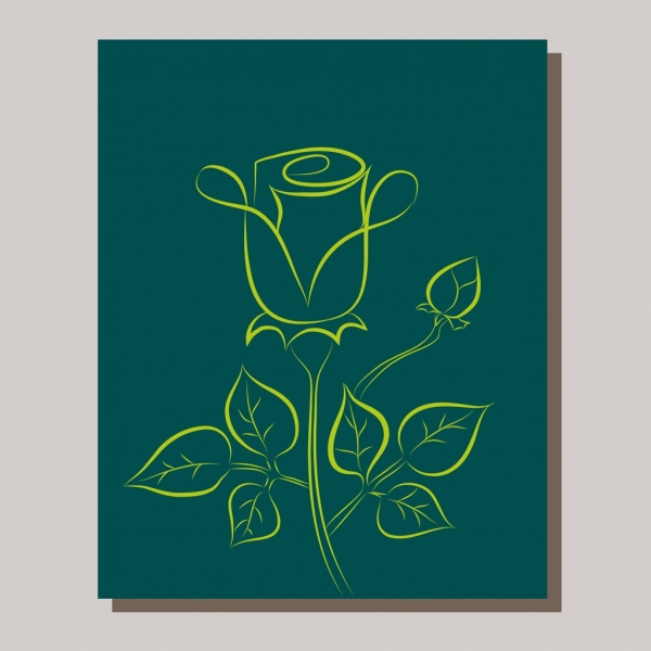 Rose-Symbol Entwurfsskizze grünen Kurven