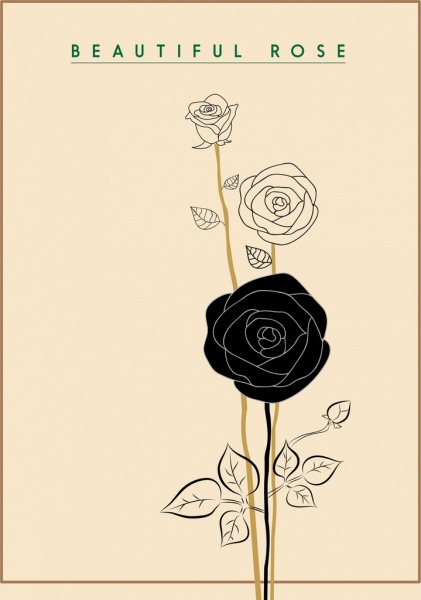 玫瑰手繪風格圖標草案