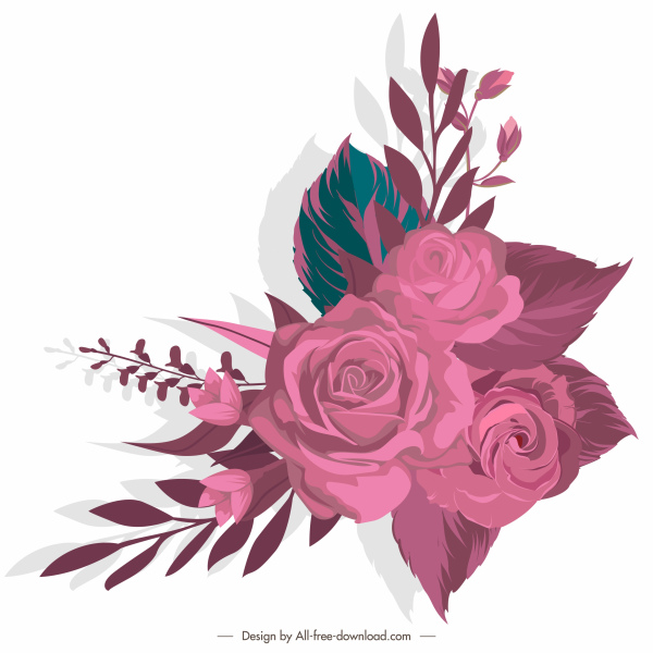 バラの絵ピンクの装飾古典的なスケッチ