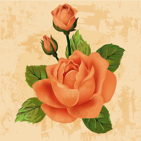 roses fond coloré style rétro