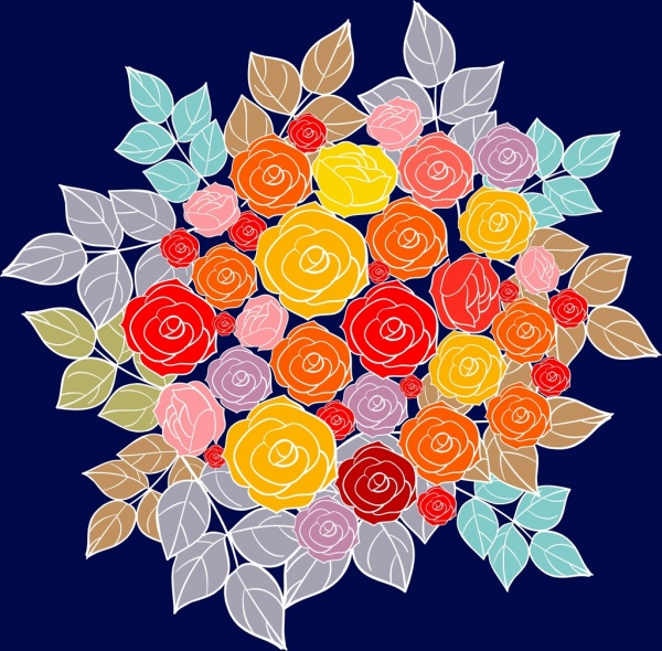 esboço do projeto closeup colorido de fundo de rosas