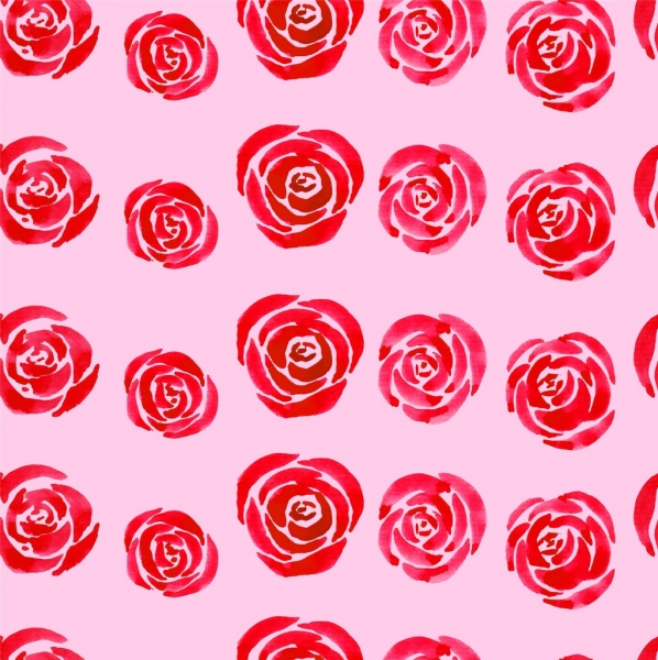 バラ背景の平面スケッチを繰り返し赤のデザイン