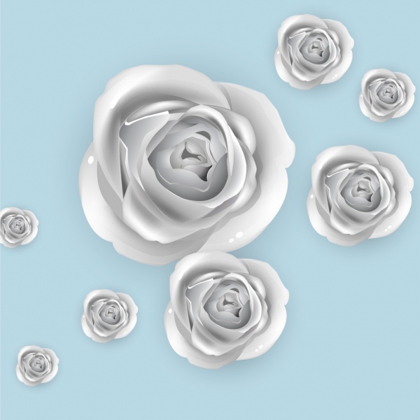 roses fond 3d design argent