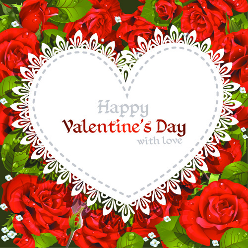 gráficos vectoriales de rosas con las tarjetas del día de San Valentín