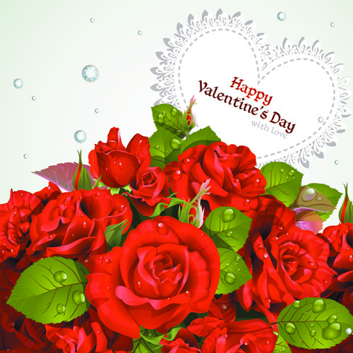 gráficos vectoriales de rosas con las tarjetas del día de San Valentín