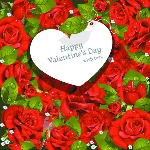 róże z valentine day karty grafiki wektorowej