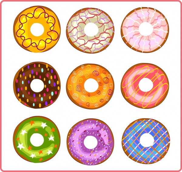 Biểu tượng thu thập nhiều màu sắc trang trí bánh tròn phẳng