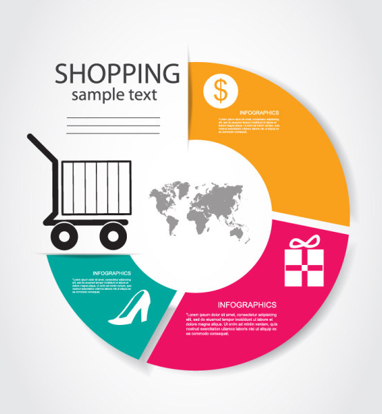 Round Shopping Infographic Vector Round Shopping Infographic Vector