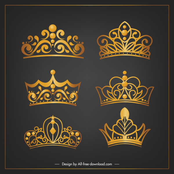 kraliyet taç şablonları lüks parlak altın tasarım