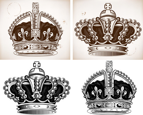 vectores de diseño vintage de corona real