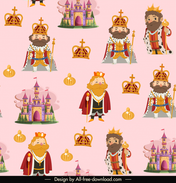 elementos reais padrão rei coroa decoração castelo