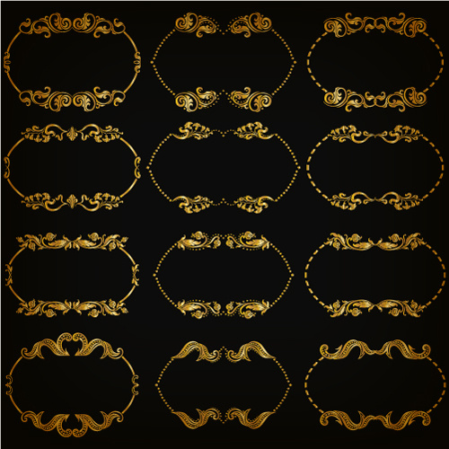 conjunto de vetores de Royal moldura dourada