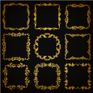 conjunto de vetores de Royal moldura dourada