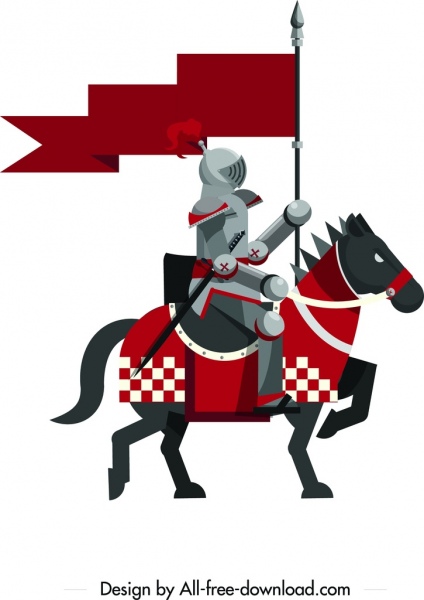 Kraliyet şövalye Icon vintage Tasarım renkli