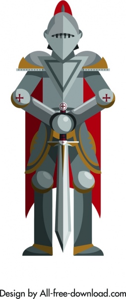 decoração simétrica de armadura cavaleiro real de ferro vintage ícone