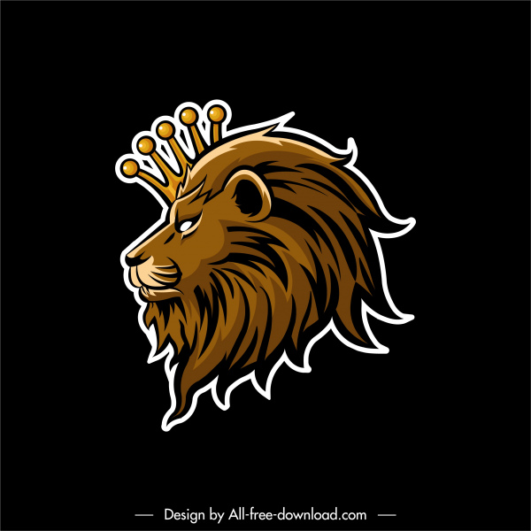 etiqueta real plantilla león corona decoración bosquejo plano