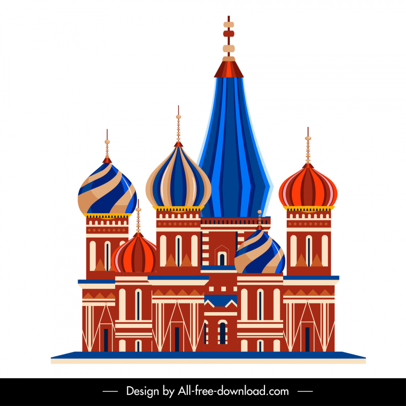 ícone de edifício russo esboço elegante da arquitetura plana