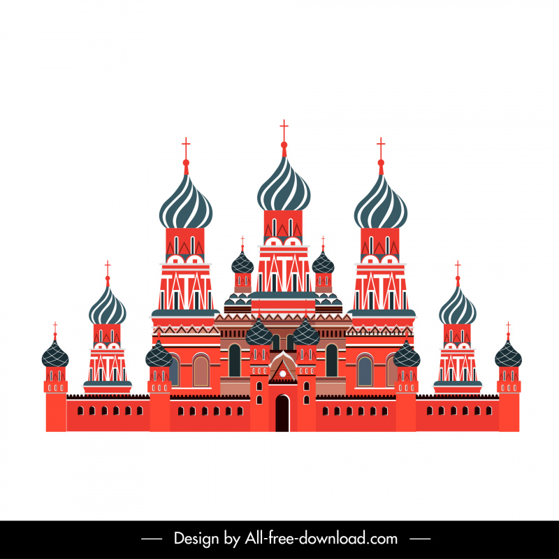 ícone do edifício russo plano simétrico elegante esboço de arquitetura