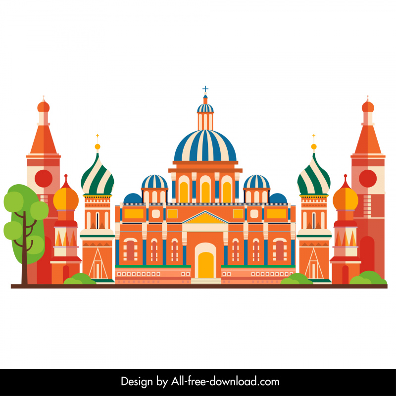 ícone do sinal do edifício russo elegante esboço de arquitetura simétrica do lugar