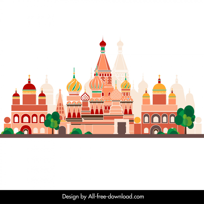 ロシアのデザインエレメントエレガントな平らな宮殿建築スケッチ