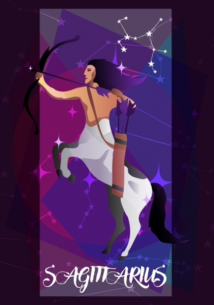 Sagitarius zodiak simbol centaur ikon berkilauan desain