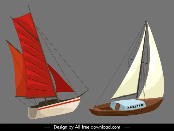 Segelboot Schablonen zeitgenössische Skizze