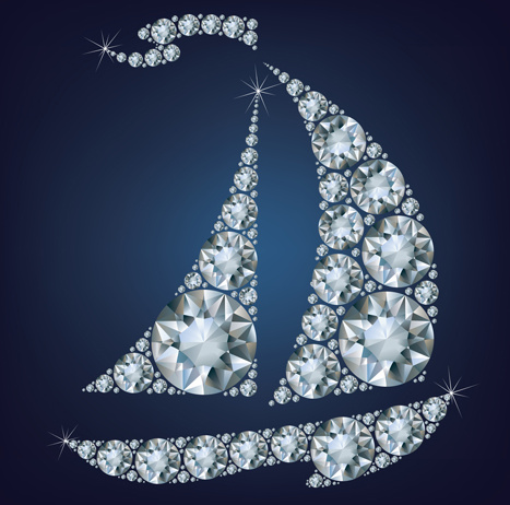 veleiro com vetor de diamantes