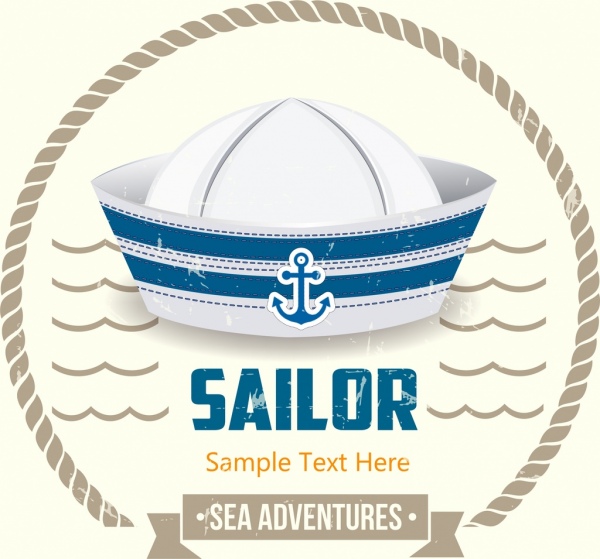 marinero banner sombrero ondas icono círculo decoración