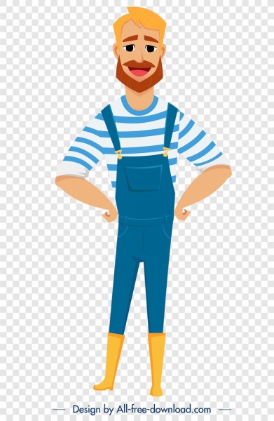 çizgi film karakteri renkli denizci simgesi
