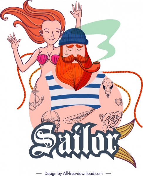 Sailor icône homme bikini femme décor Cartoon personnages
