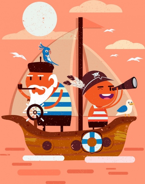 trabajo de marinero dibujo personajes de dibujos animados divertido