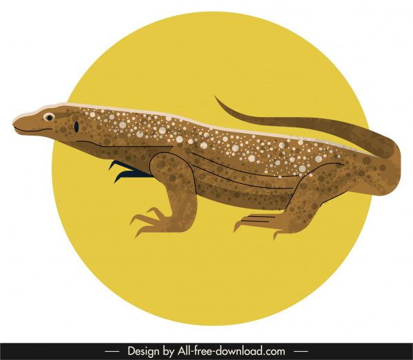 icona salamandra 3d colorato schizzo classico