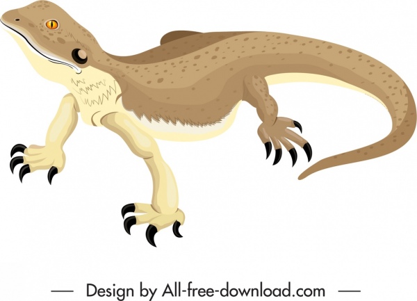 Salamandre reptile icône 3D croquis coloré