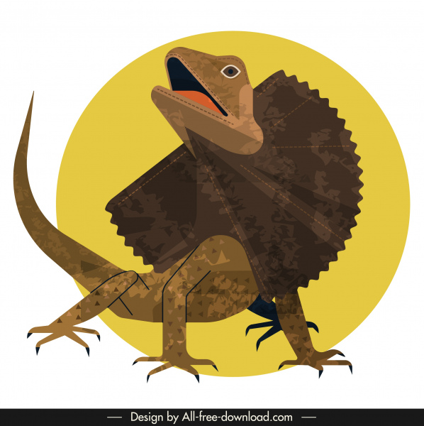 蜥蜴物种图标彩色3D经典素描