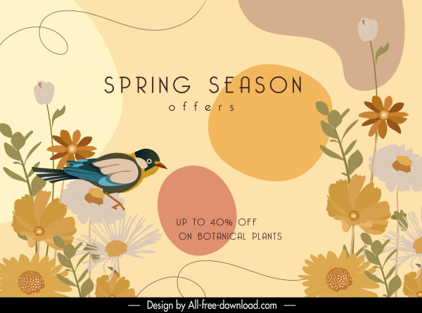 venta banner plantilla primavera elementos decoración colorido clásico