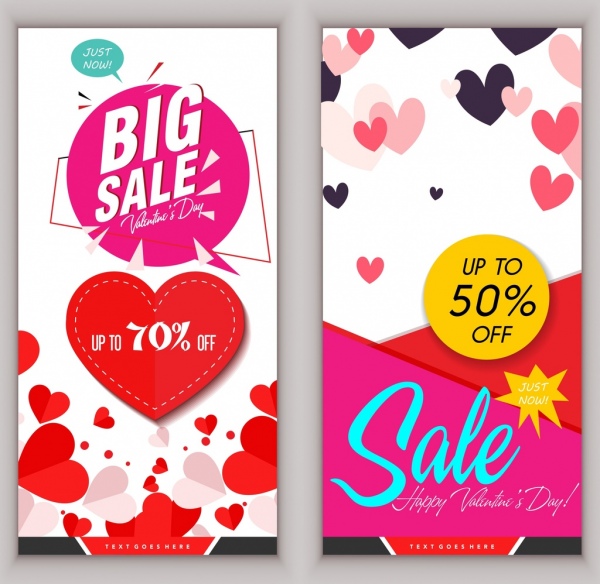 venta banner San Valentín tema corazones textos decoración
