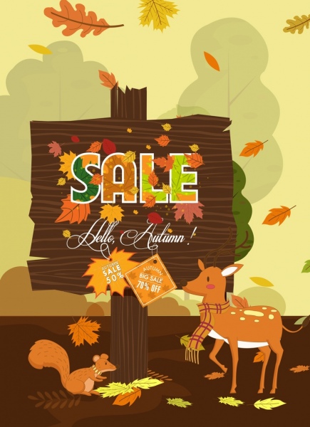 بيع لافتة لافتة خشبية الخريف عناصر التصميم