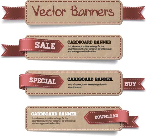 Sale Banners With Ribbon Vector
