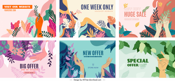 satış poster şablonları renkli zarif klasik yaprak dekor