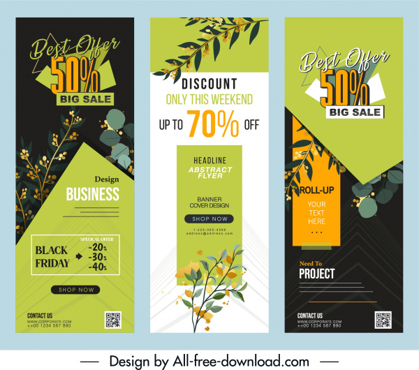 templat poster penjualan tanaman dekorasi desain vertikal warna-warni