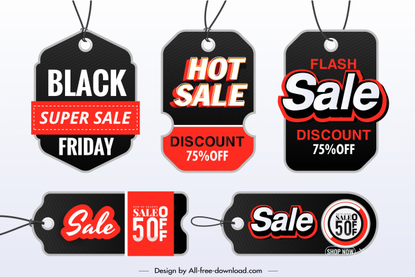 modelos de etiquetas de venda elegante decoração vermelho preto escuro