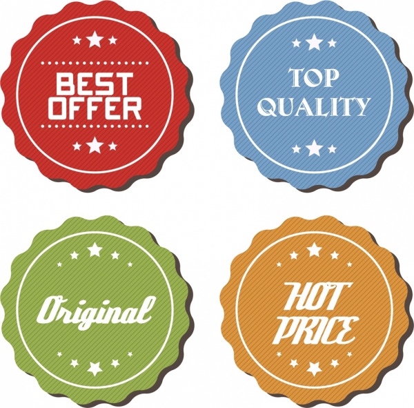 colección de insignias ventas diseño ronda de serrado de color