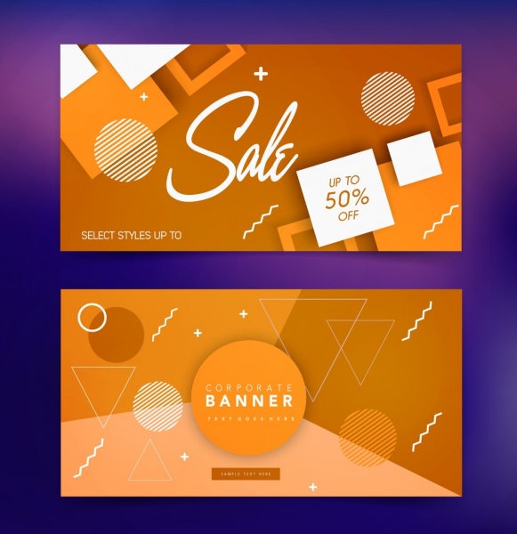 Sales Banner Orange Geometric Decor