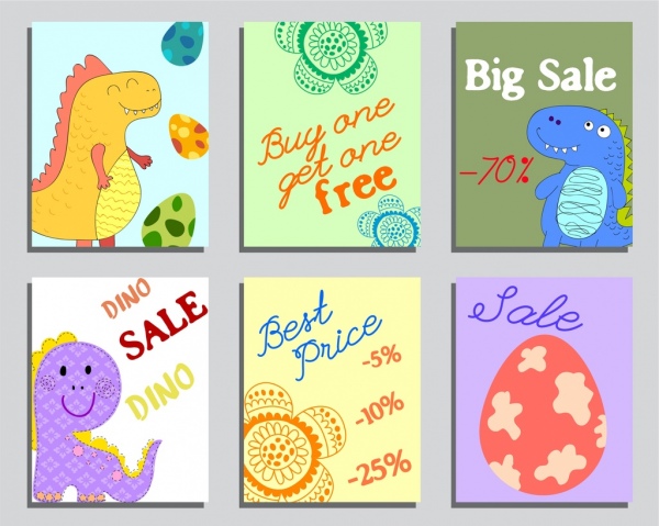 les ventes des icônes de la bannière du décor d'œufs de dinosaures.