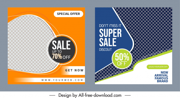 Sales Banner Templates Shiny Colored Modern Checkered Decor