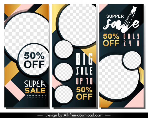 Sales Banners Templates Colorful Checkered Geometric Decor