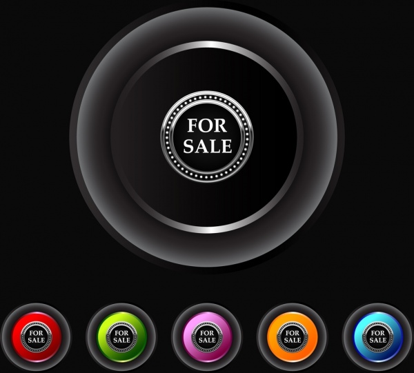 thiết kế bán hàng nút bộ sưu tập vòng tròn màu sáng bóng