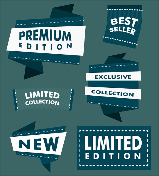 Vertrieb Etiketten Abbildung mit blauen Origami design