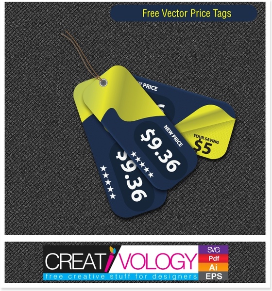 Sales Tag Templates Modern Rectangular Yellow Blue Design